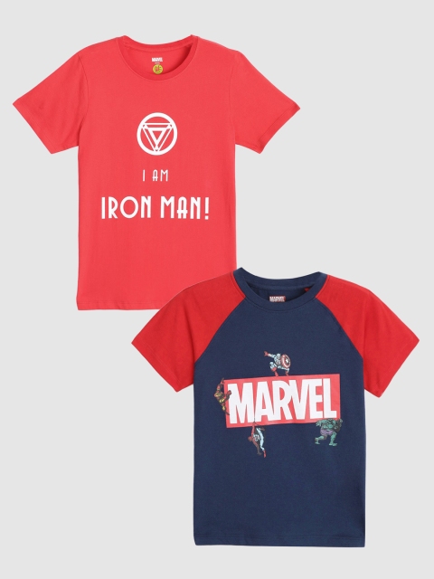 

YK Marvel Pack of 2 Boys Marvel Printed Cotton T-Shirts, Multi