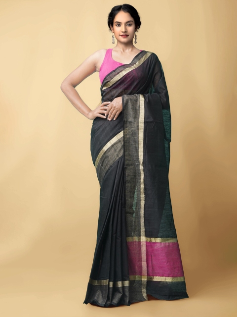 

Unnati Silks Black Sico Chanderi Saree