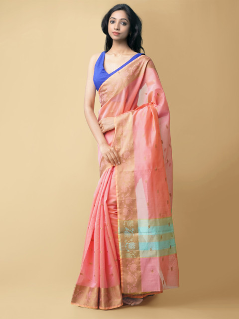 

Unnati Silks Pink Bangalore Sico Bhagalpuri Saree