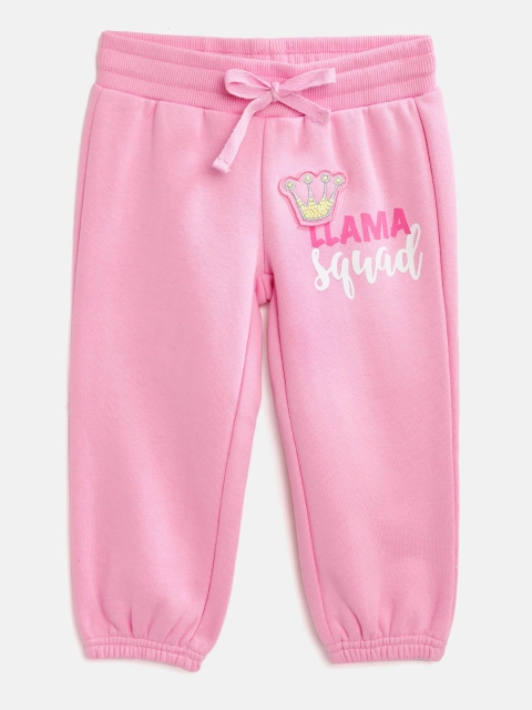 

United Colors of Benetton Girls Pink & White Typography Print Joggers
