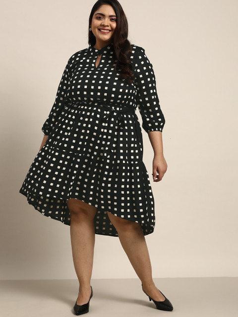

Sztori Women Plus Size Black & Off White A-Line Dress