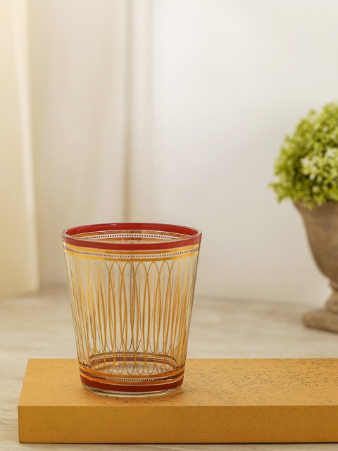 

Pure Home and Living Set of 4 Golden and Red Glass Noor Tumblers, Gold