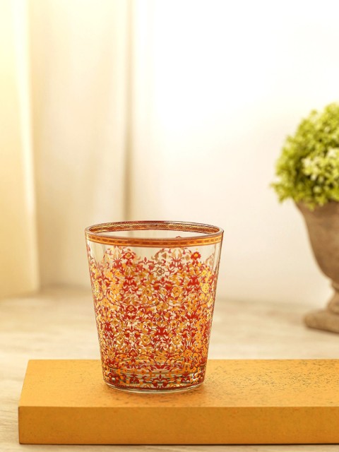

Pure Home and Living Set Of 4 Red Noor Mughal Textured Tumbler