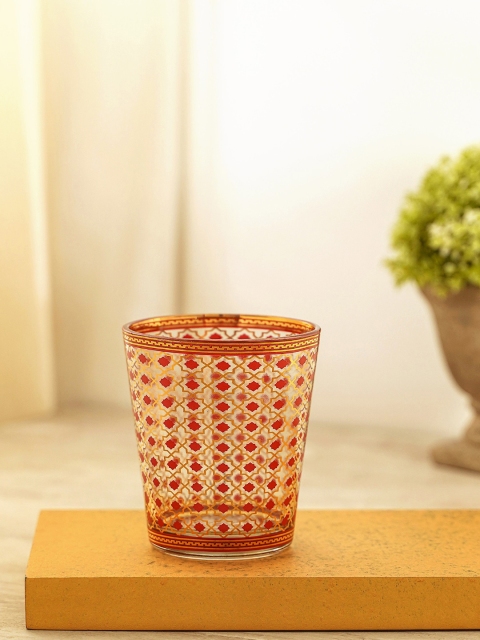 

Pure Home and Living Set Of 4 Red & Gold-Coloured Printed Noor Moorish Tumbler