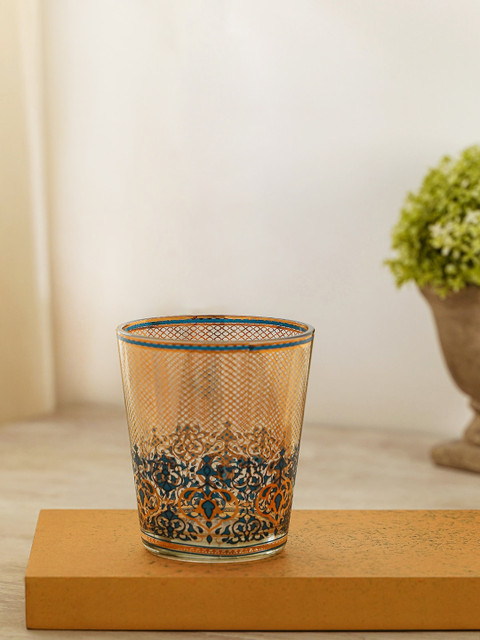 

Home and Living Set Of 4 Blue & Gold-Coloured Printed Ajmer Tumblers