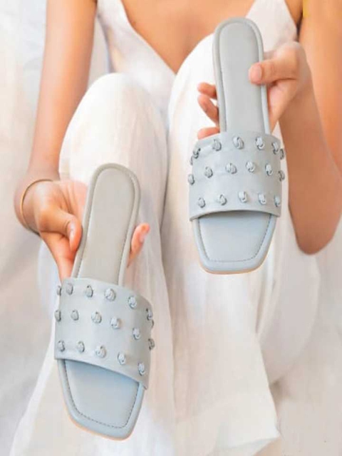 

Shoetopia Women Blue Open Toe Flats