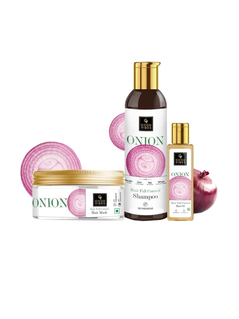 

Good Vibes Unisex Transparent Onion Hair Fall Control Combo Kit- 500 ML
