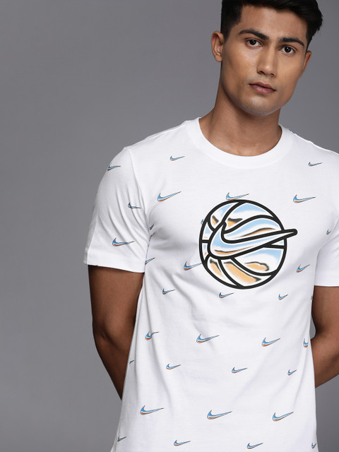 

Nike Men White Graphic Printed Pure Cotton Sports T-shirt
