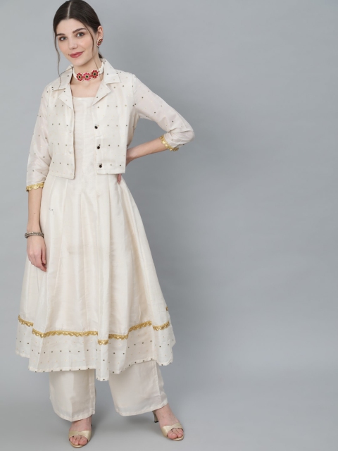 

Luni Women Off White Ethnic Motifs Empire Kurta with Palazzos