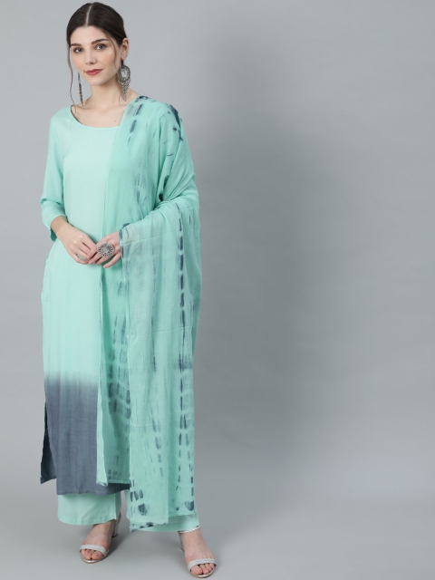 

Luni Women Sea Green Dyed Kurta with Palazzos & Dupatta