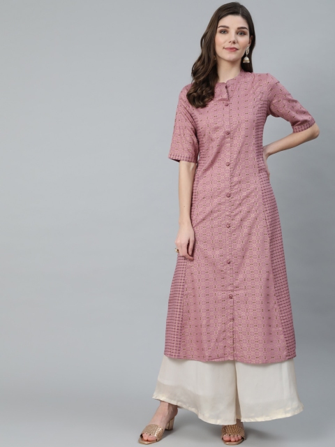 

Luni Women Mauve Geometric Printed Kurta