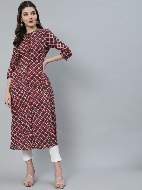 

Luni Women Brown Checked Kurta