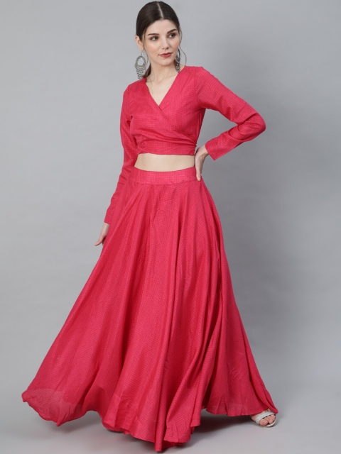 

Luni Pink Printed Ready to Wear Lehenga With Choli