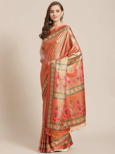 

SHANGRILA Orange Silk Cotton Ready to Wear Saree
