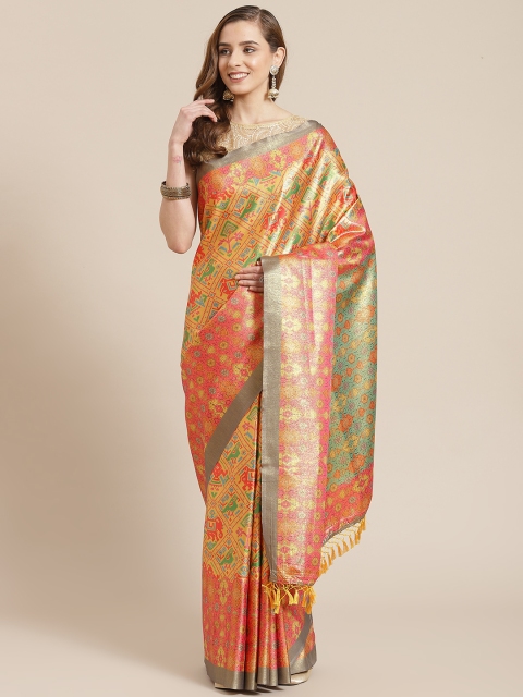 

SHANGRILA Multicoloured Silk Cotton Ready to Wear Saree, Multi