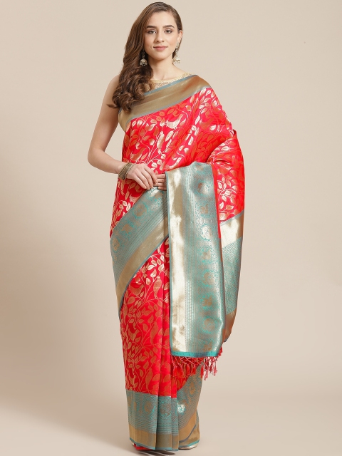 

SHANGRILA Red & Golden Woven Design Pure Silk Banarasi Saree