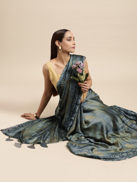 

Triveni Grey Printed Poly Chiffon Saree