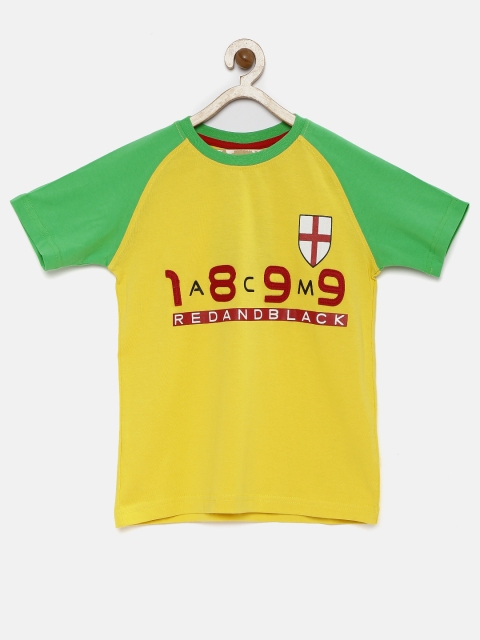 

YK Boys Yellow Printed AC Milan Round Neck T-Shirt
