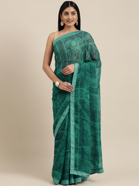 

Triveni Sea Green Pure Georgette Saree