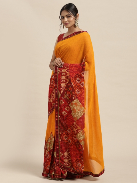 

Triveni Orange Pure Georgette Saree