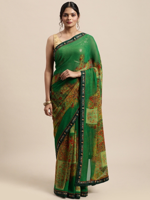 

Triveni Green Pure Georgette Saree