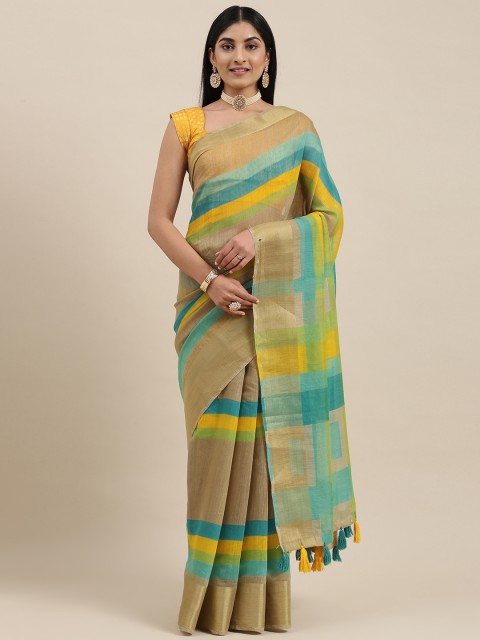

Triveni Tan Striped Pure Cotton Saree
