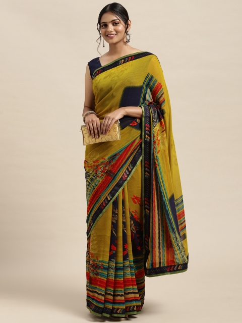 

Triveni Yellow Pure Georgette Saree