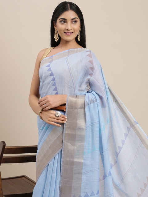

Triveni Blue Striped Pure Cotton Saree