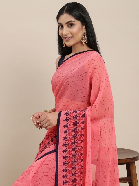 

Triveni Pink Printed Pure Chiffon Saree