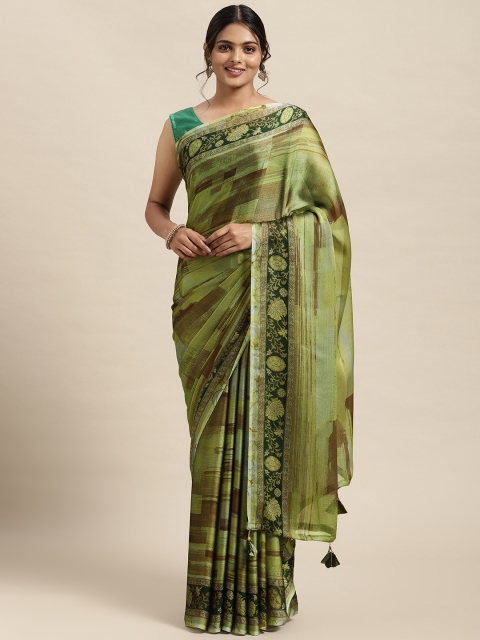 

Triveni Green Printed Poly Chiffon Saree