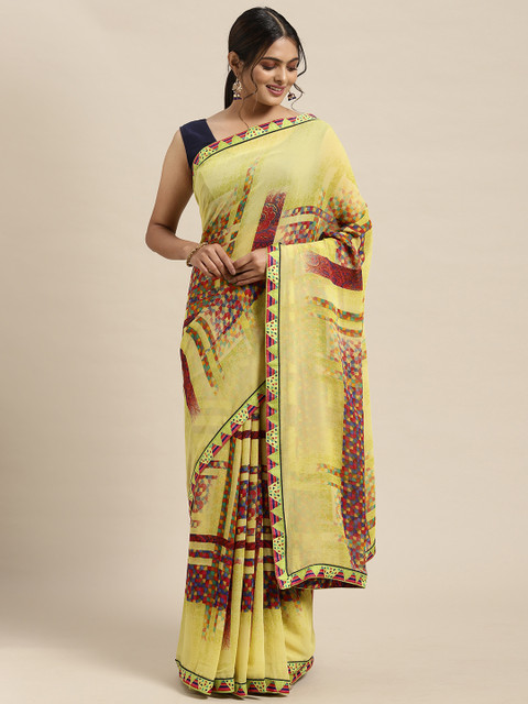 

Triveni Green Pure Chiffon Saree