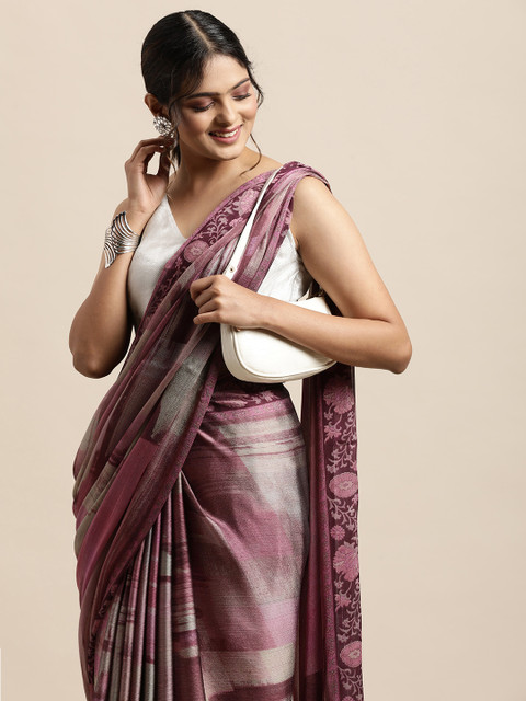 

Triveni Pink Printed Poly Chiffon Saree