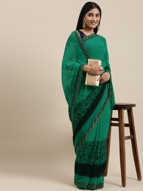 

Triveni Green Printed Pure Georgette Saree