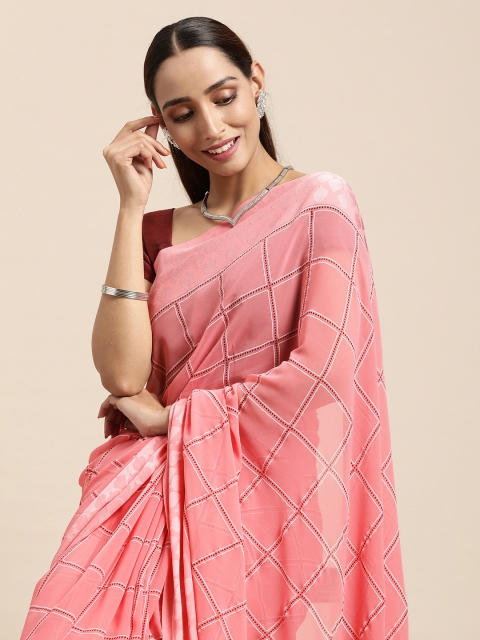 

Triveni Pink Printed Pure Georgette Saree