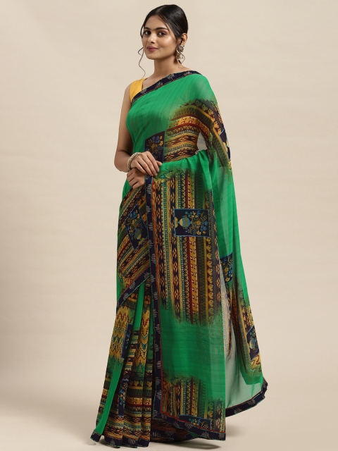 

Triveni Green Pure Chiffon Saree