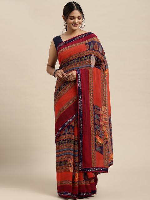 

Triveni Multicoloured Pure Georgette Saree, Multi