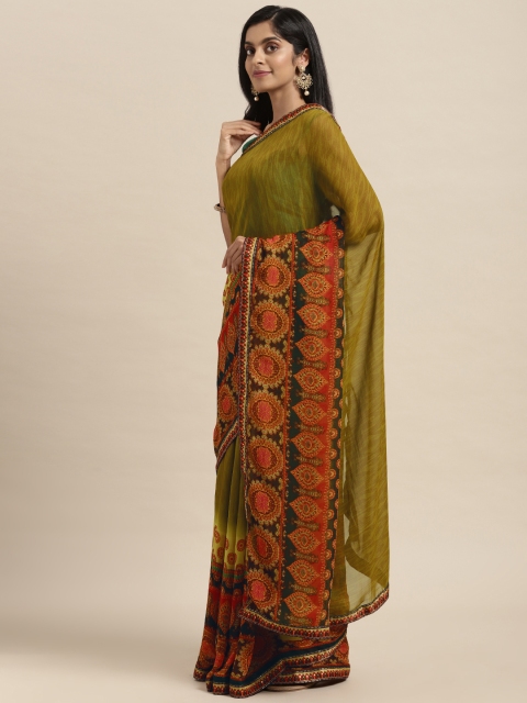 

Triveni Green Printed Poly Georgette Saree