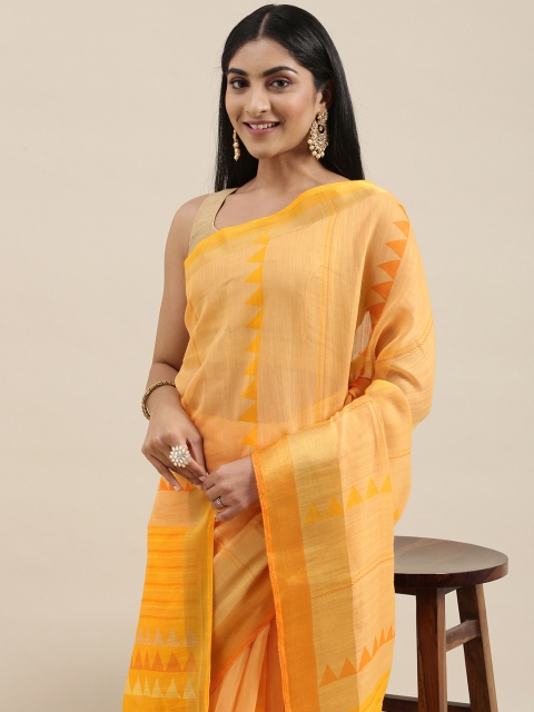 

Triveni Orange Striped Pure Cotton Saree
