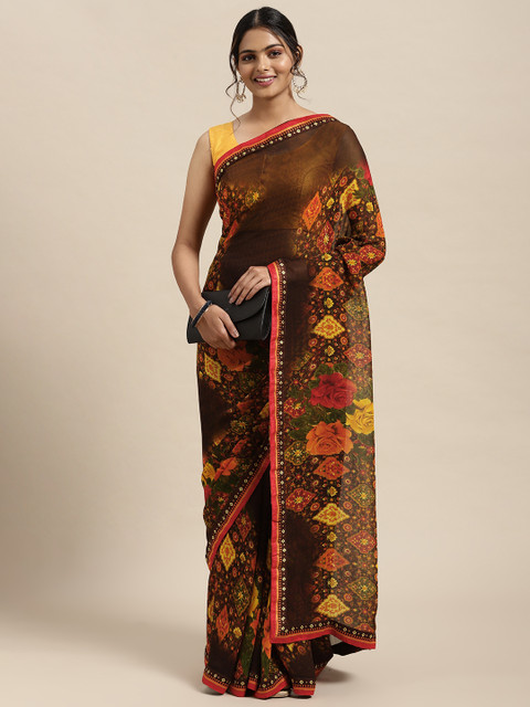 

Triveni Brown Pure Georgette Saree
