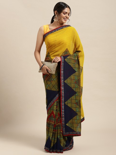 

Triveni Yellow Pure Georgette Saree