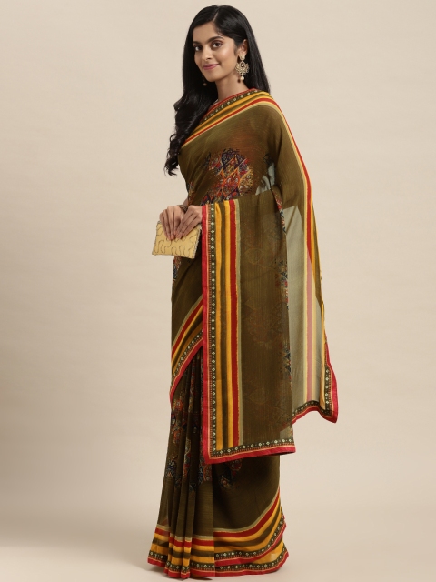 

Triveni Green Printed Pure Georgette Saree