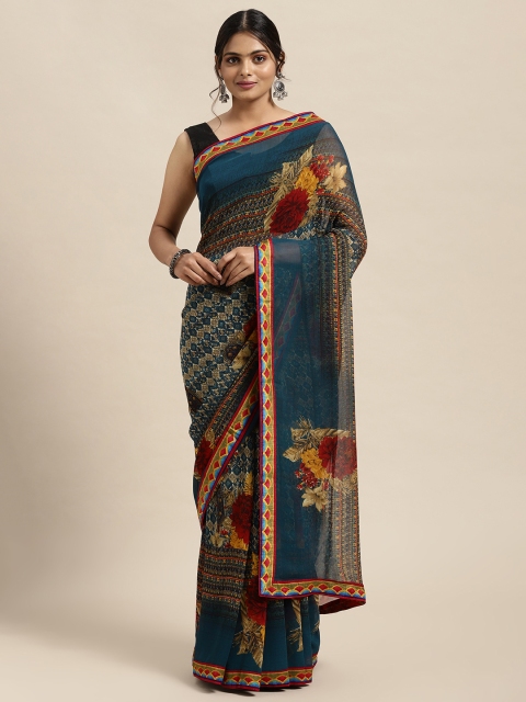 

Triveni Multicoloured Printed Pure Georgette Saree, Multi
