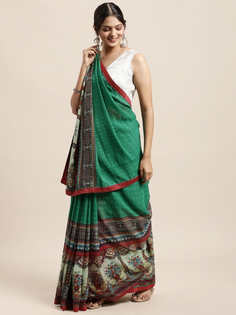 

Triveni Green Printed Poly Georgette Saree