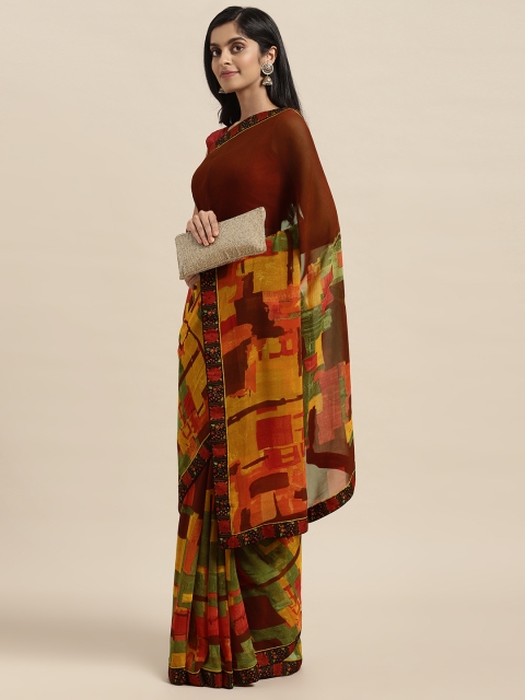 

Triveni Maroon Printed Pure Georgette Saree