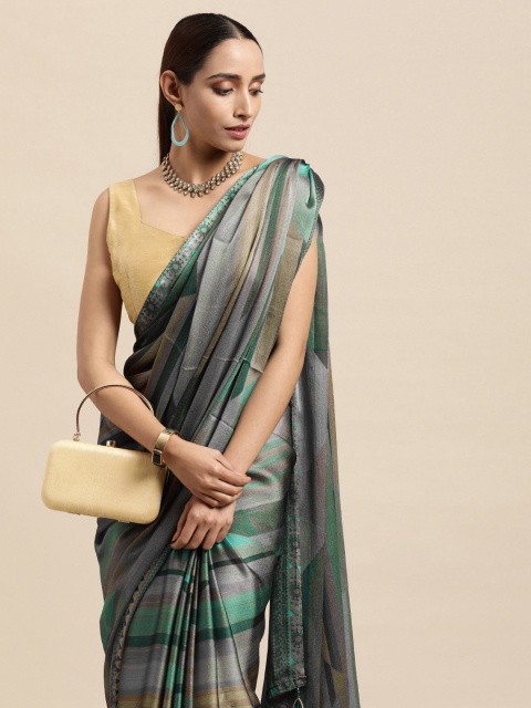 

Triveni Sea Green Printed Poly Chiffon Saree