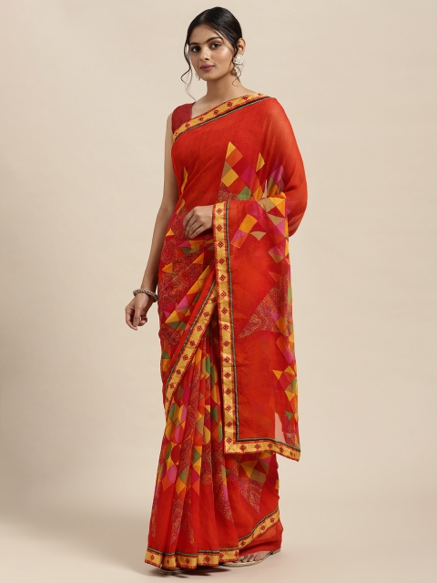 

Triveni Red Pure Georgette Saree