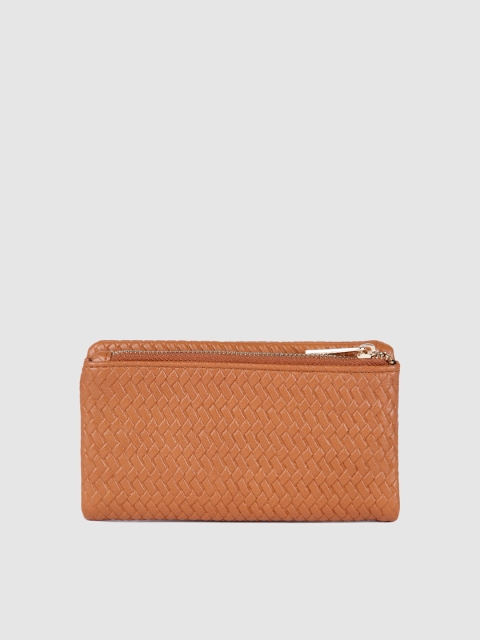 

Accessorize Women Tan Brown Textured Two Fold Wallet
