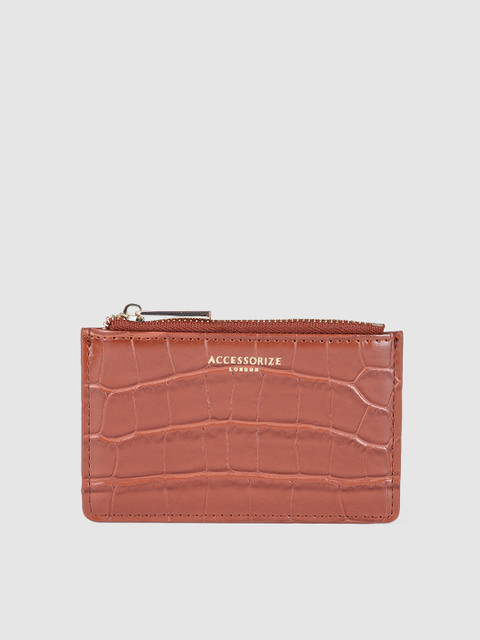 

Accessorize Women Tan Brown Animal Textured PU Card Holder