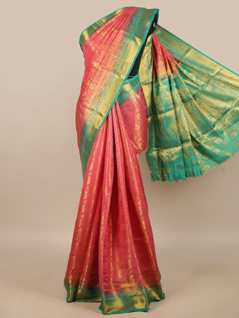 

Pothys Pink and Green Ethnic Motifs Jute Silk Saree