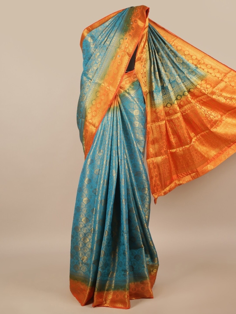 

Pothys Blue & Orange Ethnic Motifs Jute Silk Saree